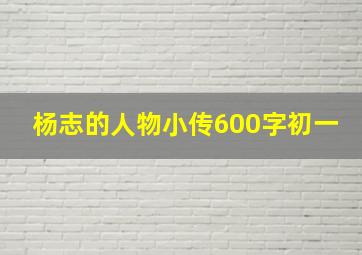 杨志的人物小传600字初一