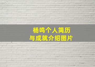 杨鸣个人简历与成就介绍图片