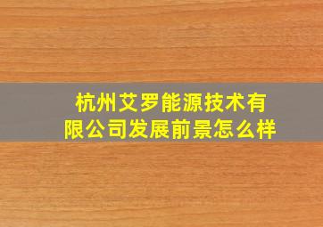 杭州艾罗能源技术有限公司发展前景怎么样