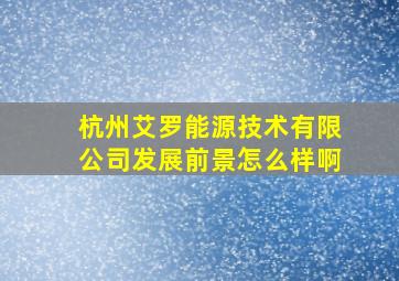 杭州艾罗能源技术有限公司发展前景怎么样啊