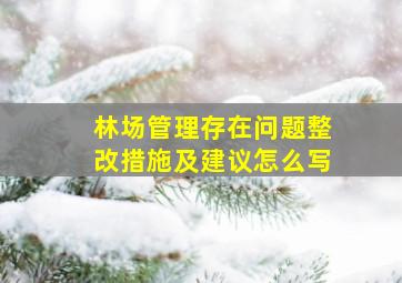 林场管理存在问题整改措施及建议怎么写