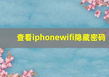 查看iphonewifi隐藏密码