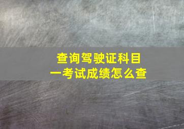 查询驾驶证科目一考试成绩怎么查