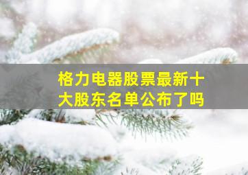 格力电器股票最新十大股东名单公布了吗