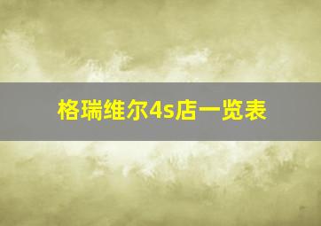 格瑞维尔4s店一览表