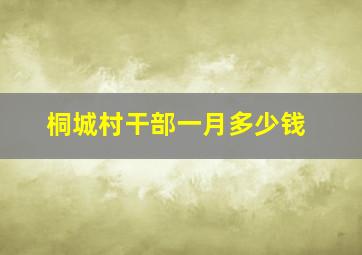 桐城村干部一月多少钱