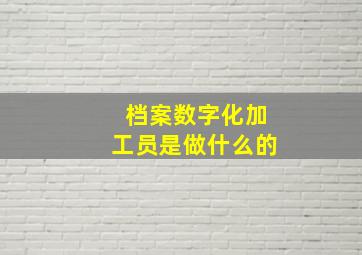 档案数字化加工员是做什么的