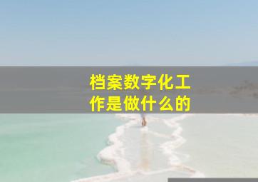 档案数字化工作是做什么的