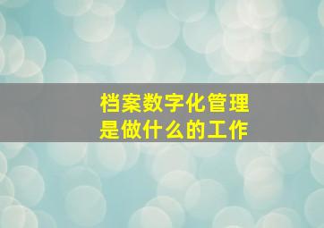 档案数字化管理是做什么的工作