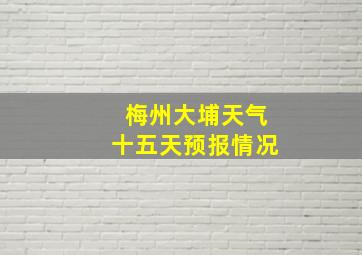 梅州大埔天气十五天预报情况