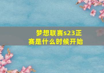 梦想联赛s23正赛是什么时候开始