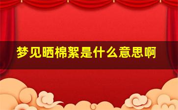 梦见晒棉絮是什么意思啊