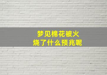 梦见棉花被火烧了什么预兆呢