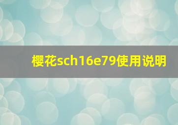 樱花sch16e79使用说明