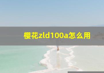 樱花zld100a怎么用