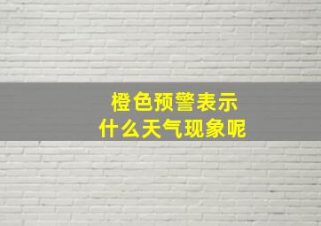 橙色预警表示什么天气现象呢