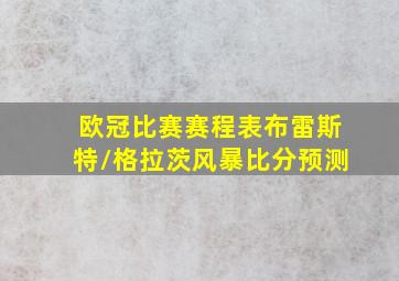 欧冠比赛赛程表布雷斯特/格拉茨风暴比分预测