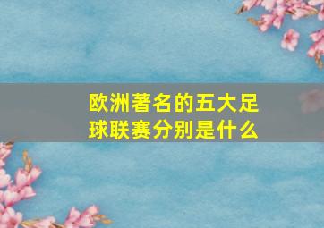 欧洲著名的五大足球联赛分别是什么