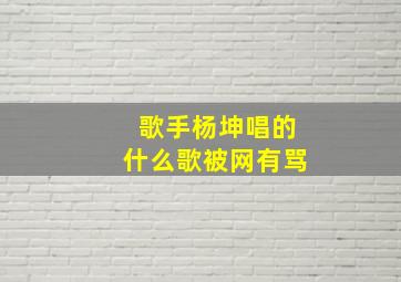 歌手杨坤唱的什么歌被网有骂