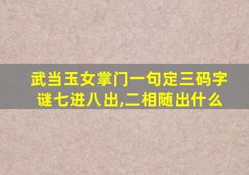 武当玉女掌门一句定三码字谜七进八出,二相随出什么