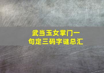 武当玉女掌门一句定三码字谜总汇