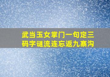 武当玉女掌门一句定三码字谜流连忘返九寨沟