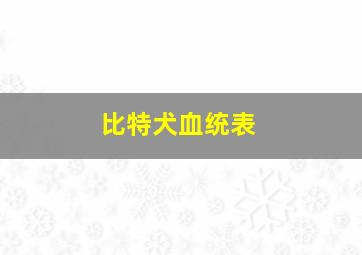 比特犬血统表