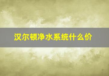 汉尔顿净水系统什么价