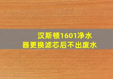 汉斯顿1601净水器更换滤芯后不出废水