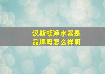 汉斯顿净水器是品牌吗怎么样啊