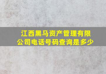 江西黑马资产管理有限公司电话号码查询是多少