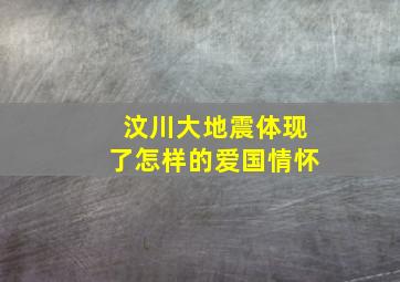 汶川大地震体现了怎样的爱国情怀