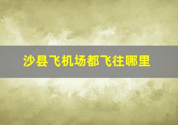 沙县飞机场都飞往哪里