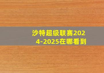 沙特超级联赛2024-2025在哪看到