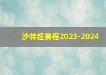 沙特超赛程2023-2024