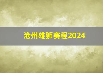 沧州雄狮赛程2024