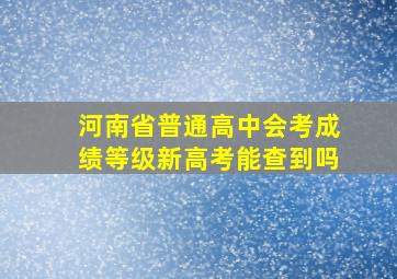 河南省普通高中会考成绩等级新高考能查到吗