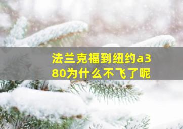 法兰克福到纽约a380为什么不飞了呢