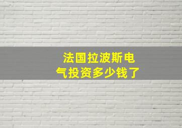 法国拉波斯电气投资多少钱了