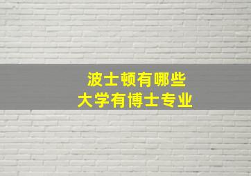 波士顿有哪些大学有博士专业