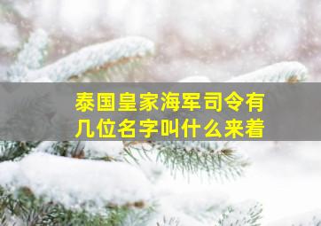 泰国皇家海军司令有几位名字叫什么来着