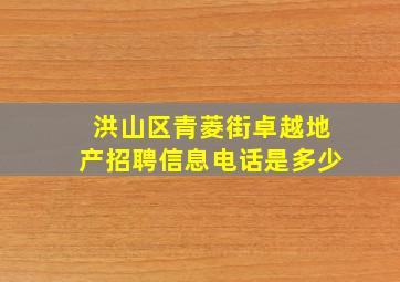 洪山区青菱街卓越地产招聘信息电话是多少