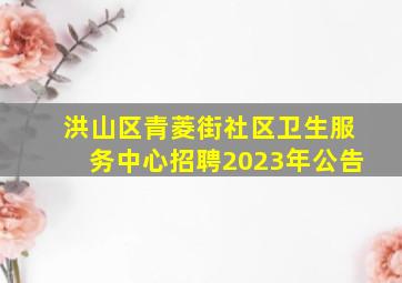 洪山区青菱街社区卫生服务中心招聘2023年公告