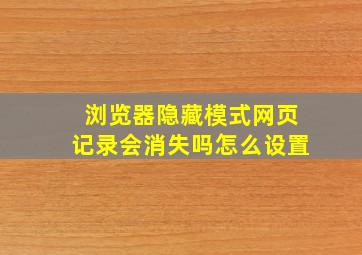 浏览器隐藏模式网页记录会消失吗怎么设置