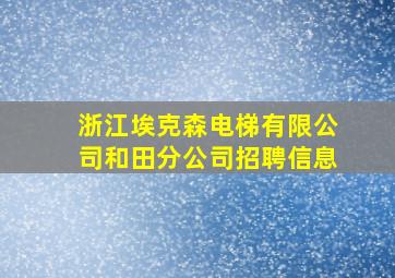 浙江埃克森电梯有限公司和田分公司招聘信息