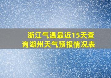 浙江气温最近15天查询湖州天气预报情况表