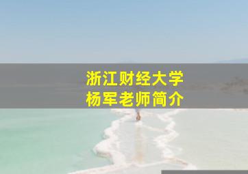 浙江财经大学杨军老师简介