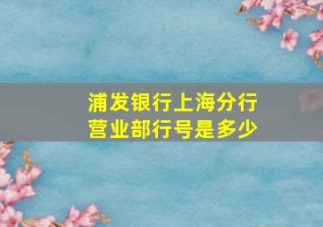 浦发银行上海分行营业部行号是多少