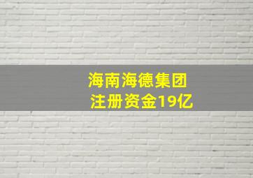 海南海德集团注册资金19亿