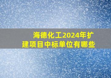 海德化工2024年扩建项目中标单位有哪些